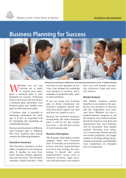 W Business Planning for Success BUSINESS BEGINNINGS