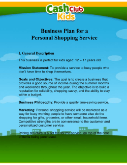 Business Plan for a Personal Shopping Service I. General Description