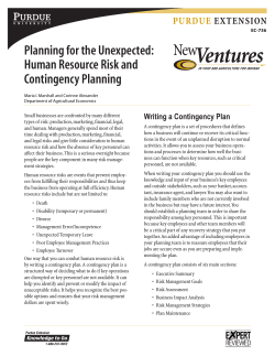 Planning for the Unexpected: Human Resource Risk and Contingency Planning Purdue