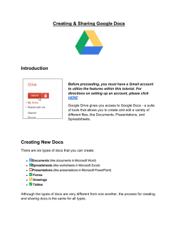 Creating &amp; Sharing Google Docs Introduction