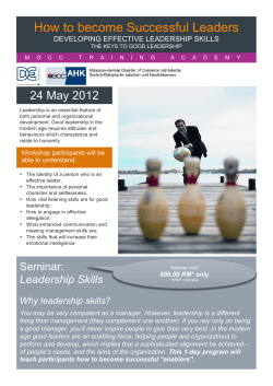How to become Successful Leaders 24 May 2012