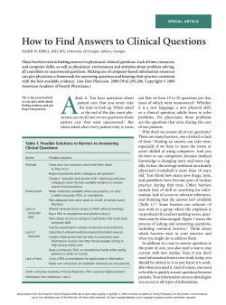How to Find Answers to Clinical Questions