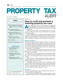 A How to craft and present a winning property tax case INSIDE