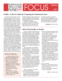 FOCUS SPRING 2001 Finally—A How-to Guide for Navigating the Postdoctoral Years
