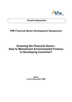 Greening the Financial Sector - How to Mainstream Environmental Finance
