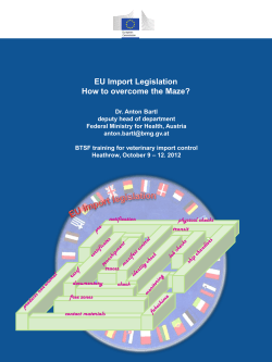 EU Import Legislation How to overcome the Maze?
