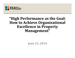 “High	Performance	as	the	Goal: How	to	Achieve	Organizational Excellence	in	Property Management”