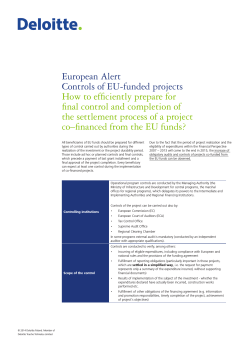 European Alert Controls of EU-funded projects How to efficiently prepare for