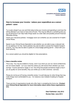 How to increase your income / reduce your expenditure as... patient / carer: