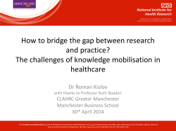 How to bridge the gap between research and practice? healthcare