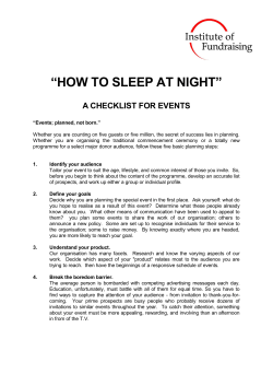 “HOW TO SLEEP AT NIGHT” A CHECKLIST FOR EVENTS