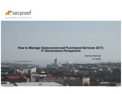 How to Manage Outsourced and Purchased Services (ICT): IT Governance Perspective 4-3-2008