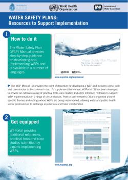 WATER SAFETY PLANS: Resources to Support Implementation 1 How to do it