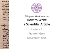 How to Write a Scientific Article Lecture 3 Francois Grey