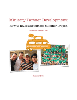 Ministry Partner Development: How to Raise Support for Summer Project Summer 2011