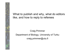 What to publish and why, what do editors Craig Primmer