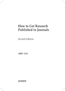 How to Get Research Published in Journals Second Edition abby day