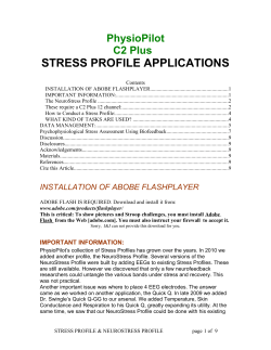 STRESS PROFILE APPLICATIONS PhysioPilot C2 Plus