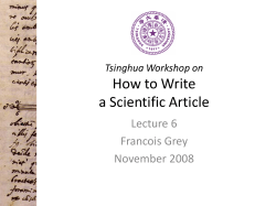 How to Write a Scientific Article Lecture 6 Francois Grey