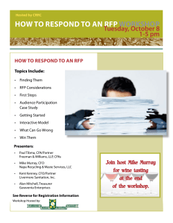 How to Respond to an RFp woRKsHop Tuesday, October 8 1-5 pm