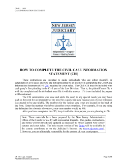 HOW TO COMPLETE THE CIVIL CASE INFORMATION STATEMENT (CIS)