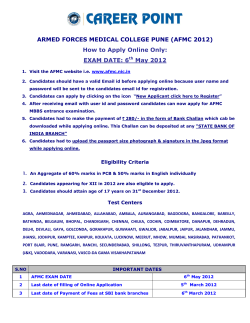 ARMED FORCES MEDICAL COLLEGE PUNE (AFMC 2012) EXAM DATE: 6
