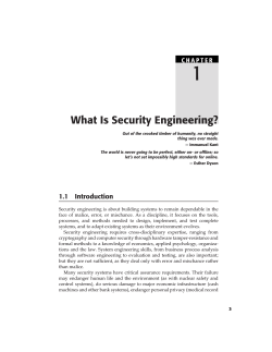 1 What Is Security Engineering? C H A P T E R