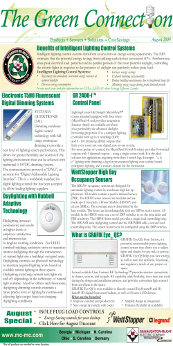 Benefits of Intelligent Lighting Control Systems August 2009