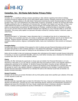 ConexSys, Inc.  EU/Swiss Safe Harbor Privacy Policy