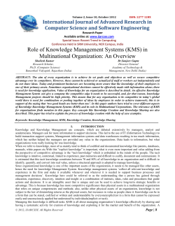 Role of Knowledge Management Systems (KMS) in Multinational Organization: An Overview