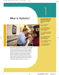 1 What Is Statistics? Goals Learning Objectives