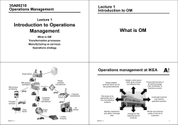 Introduction to Operations What is OM Management 35A00210