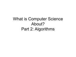 What is Computer Science About? Part 2: Algorithms