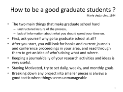 How to be a good graduate students ?