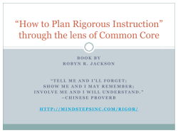 “How to Plan Rigorous Instruction” through the lens of Common Core