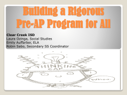 Building a Rigorous Pre-AP Program for All Clear Creek ISD