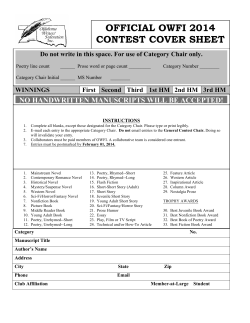 OFFICIAL OWFI 2014 CONTEST COVER SHEET