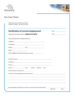 Verification of current employment Fax Cover Sheet Metropolitan