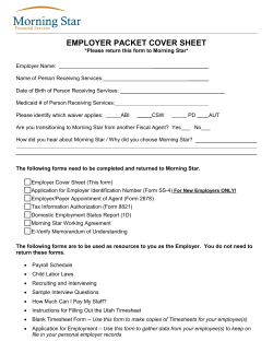 EMPLOYER PACKET COVER SHEET