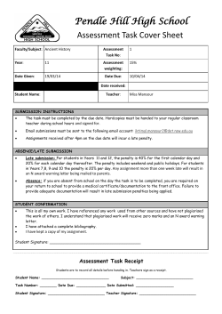 Pendle Hill High School Assessment Task Cover Sheet