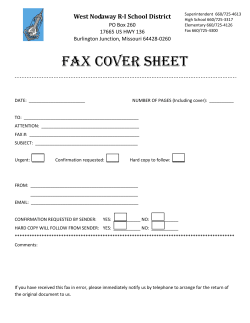 FAX COVER SHEET        West Nodaway R‐I School District 