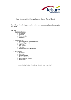 How to complete the Application Form Cover Sheet