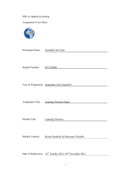 MSc in Applied eLearning Assignment Cover Sheet  Participant Name: