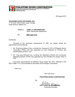 PHILIPPINE STOCK EXCHANGE, INC. JANET A. ENCARNACION SEC Form 17-C