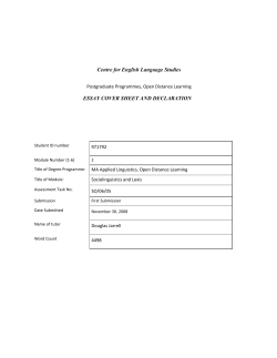 Centre for English Language Studies ESSAY COVER SHEET AND DECLARATION