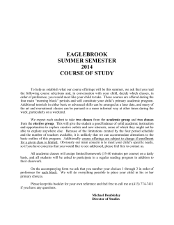 EAGLEBROOK SUMMER SEMESTER 2014 COURSE OF STUDY