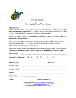COVER SHEET West Virginia Young Writers Contest DIRECTIONS:
