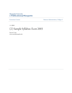 (2) Sample Syllabus: Econ 2003 e-Publications@Marquette Marquette University Steven Crane