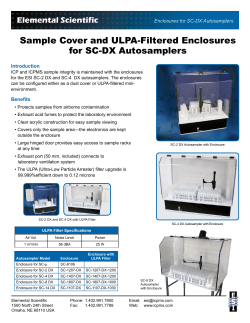 Sample Cover and ULPA-Filtered Enclosures for SC-DX Autosamplers Elemental Scientific Introduction