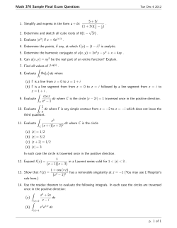 Math 370 Sample Final Exam Questions 5 + 5i .